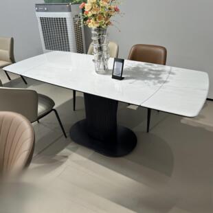 CZ007伸缩餐桌1.2米1.4米变长1.8米2岩板微晶石功能桌跳台聚餐桌