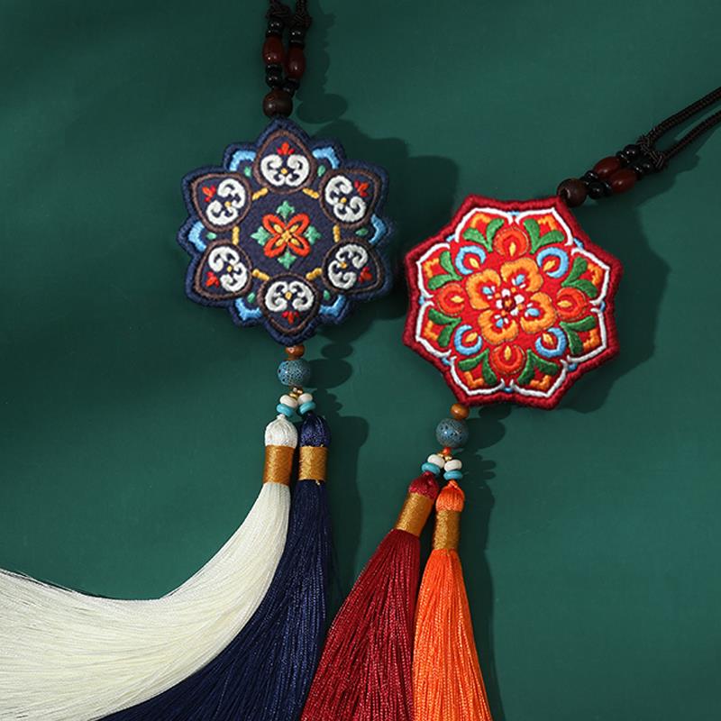 敦煌藻井龙凤刺绣平安符手工diy材料包情侣香囊平安福送男友礼物