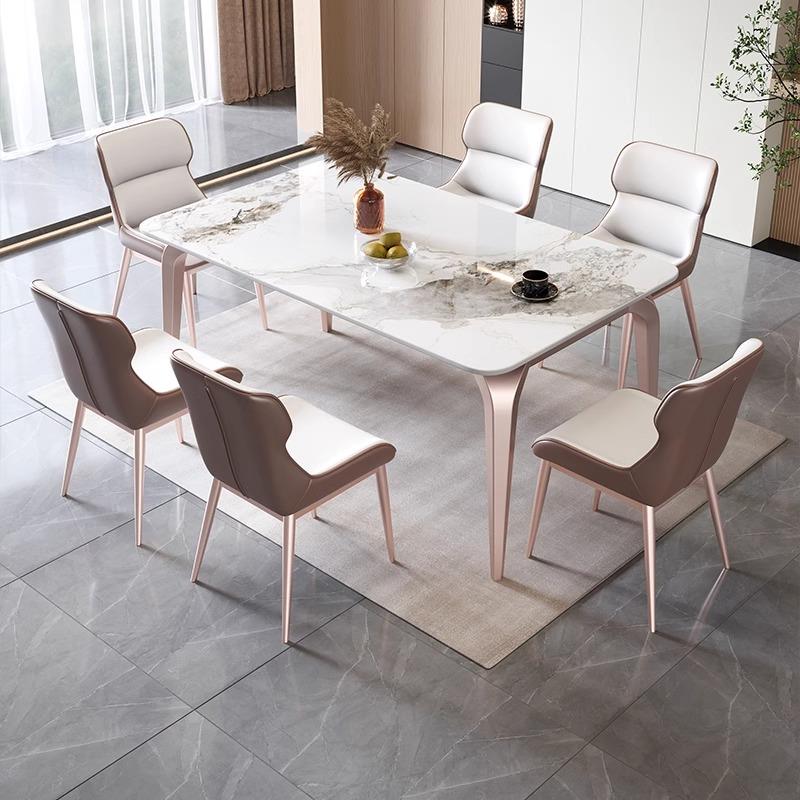 意式极简餐桌椅组合现代简约轻奢岩板餐桌小户型家用长方形西餐桌