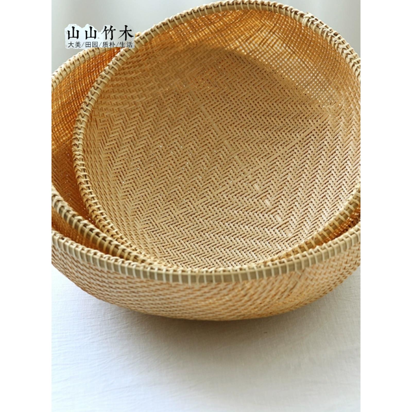 山山竹木篮子竹编篮果篮收纳篮 茶道 糖果篮收纳盒茶点果盘