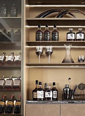设计师严选样板房间吧台酒柜主题软装轻奢烟灰色球盖酒具酒杯摆件