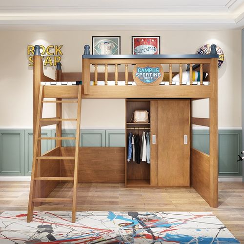 上床下桌下空衣柜床一体小户型书桌一体交错式儿童床多功能高架床
