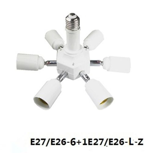 供应新款长款E27/E40转6+1E27万向头转换灯头灯座认证