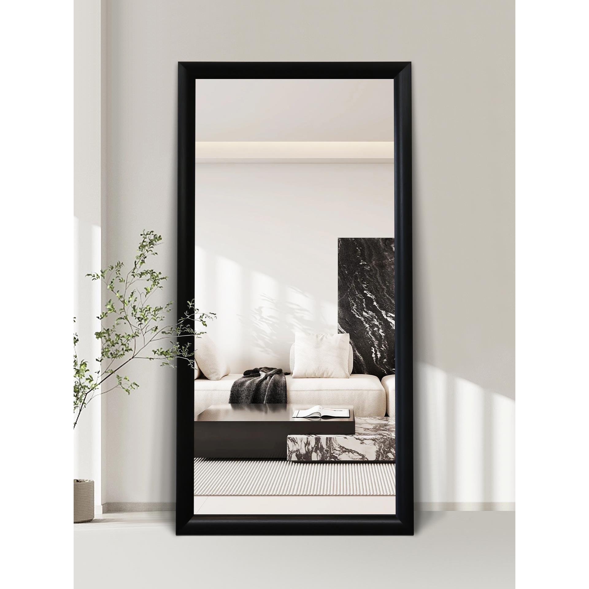 BOLEN 简约现代全身镜挂墙试衣镜衣帽间落地穿衣镜卧室黑色大镜子