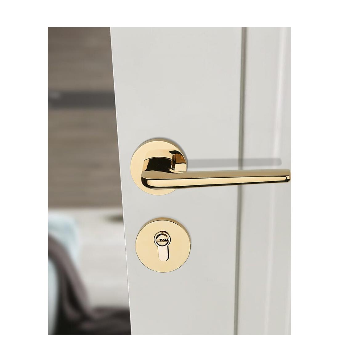 欧式金色分体静音门锁室内门锁家用通用型卫生间卧室锁卧室门把手