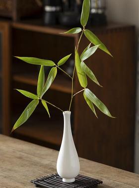 羊脂玉瓷观音净瓶白色陶瓷手工小花瓶瓷器中式家居禅意插花摆件