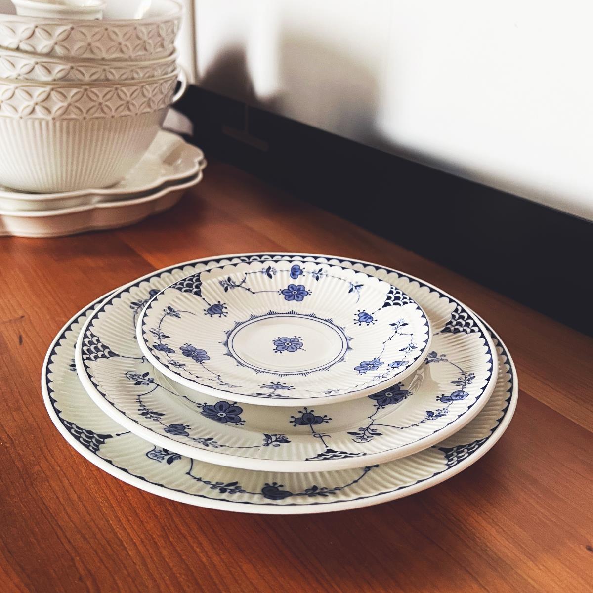 出口单覆古青花盘子JBS陶瓷套装韩国ins网红早餐盘咖啡杯甜品饭碗