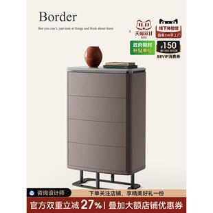 诚骏天然大理石斗柜卧室床尾置物柜意式 轻奢风房间收纳奢石储物柜