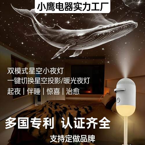 双模式星空小夜灯壁挂投影暖光触摸调节卧室星空投影创意灯起夜灯