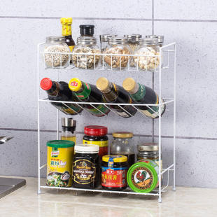 厨房调料架台面双层调味收纳置物架子小号型小巧迷你窄长30宽15cm