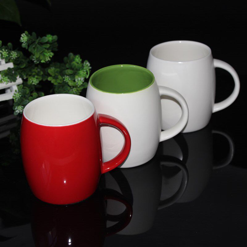 创意色釉彩色陶瓷喝水杯子大肚马克杯酒桶杯简约咖啡杯定制印LOGO