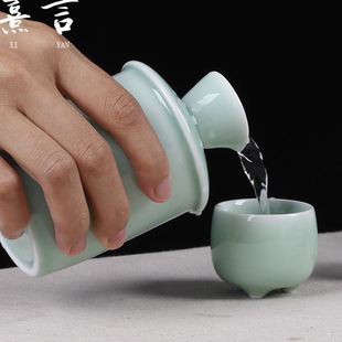 温酒器烫酒壶家用 怀旧暖黄酒 陶瓷温酒壶半斤酒具套装 热酒壶老式