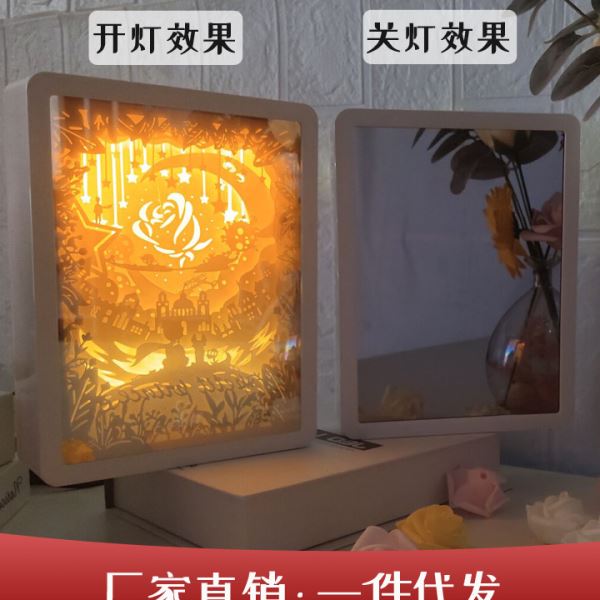 【源头工厂】创意小夜灯古风3D镜面纸雕灯精致节日生日520礼品灯