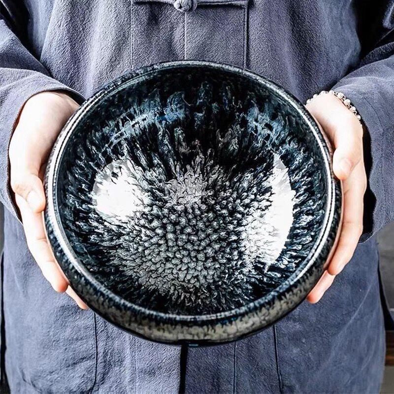 茶洗缸大号百花盏建盏特大水盂功夫笔洗茶具陶瓷器高档家用品中式