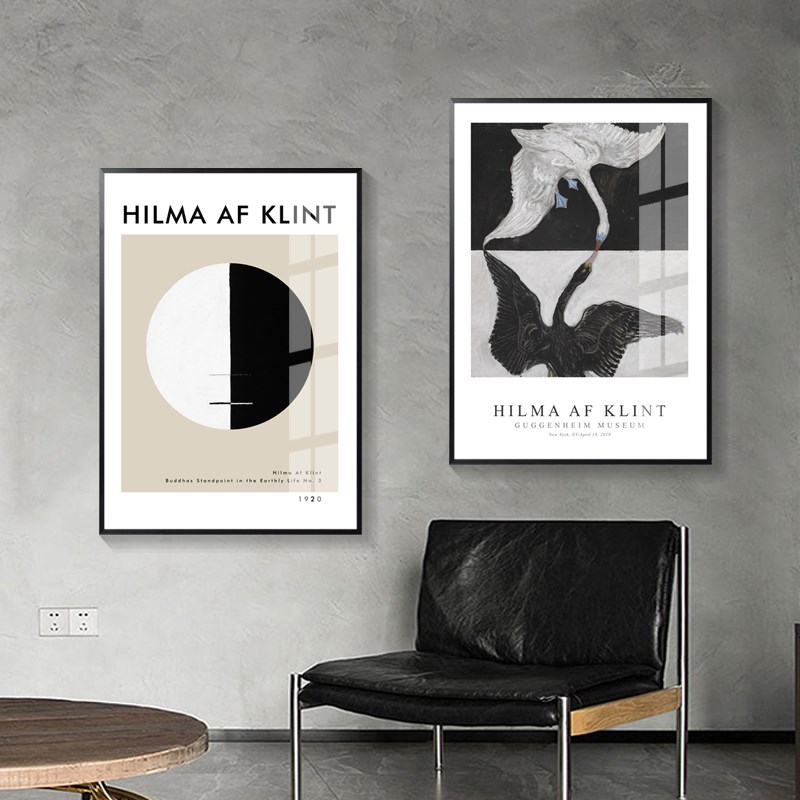 抽象艺术装饰画客厅沙发背景墙画卧室壁画Hilma af Klint天鹅挂画