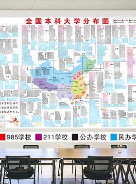 全国本科各省重点名校中国高校大学分布地图高三励志教室目标墙贴