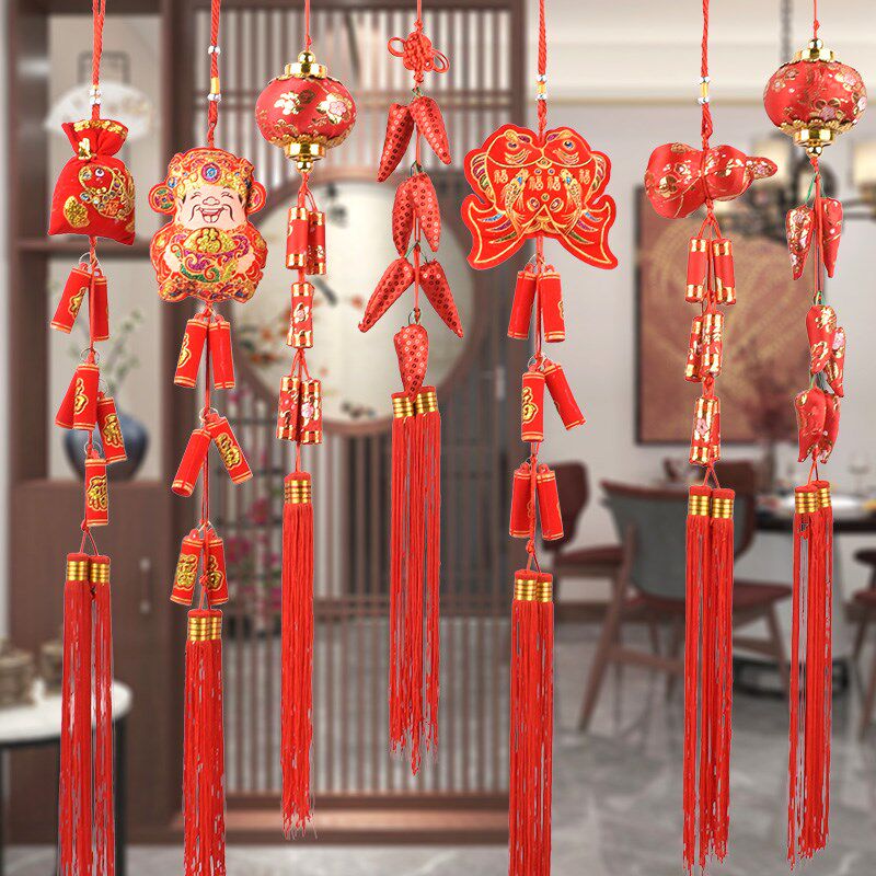 2023新年春节喜庆装饰布置挂件过年红红火火辣椒串灯笼挂饰挂串