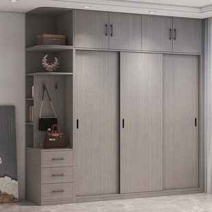 茵芋实木衣柜家用卧室小户型推拉门儿童杉木衣橱出租房用收纳柜子