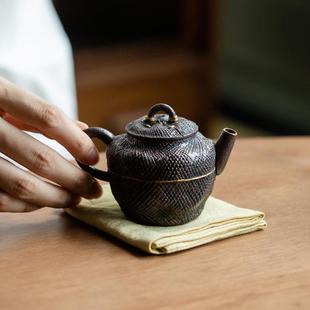功夫茶具 老岩泥赤金粗陶茶壶家用泡茶侘寂风冲茶壶复古中式