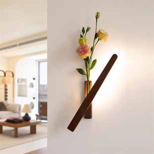 智能人体实木花瓶感应灯走廊插花壁灯家用装 饰感应灯充电小夜灯