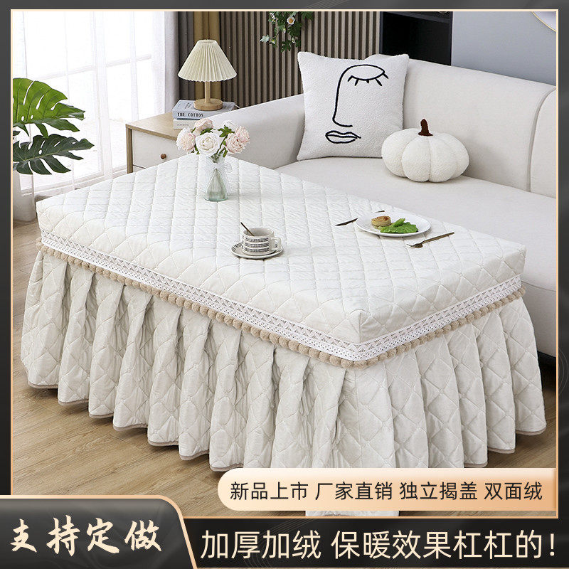 新款加绒电炉罩套加厚长方形冬季烤火被升降茶几取暖罩烤火罩家用