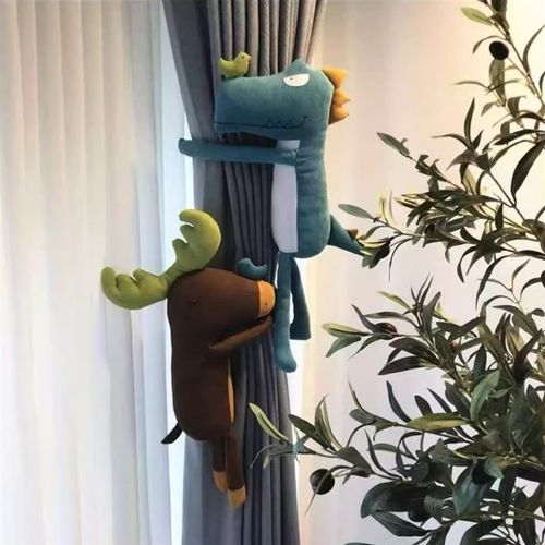 卡通窗帘绑带恐龙麋鹿窗帘扣窗帘夹儿童房装饰动物公仔可爱创意