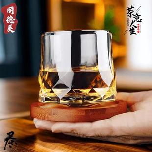 创意威士忌酒杯水晶杯高端ins风不倒翁家用啤酒杯洋酒杯带托盘