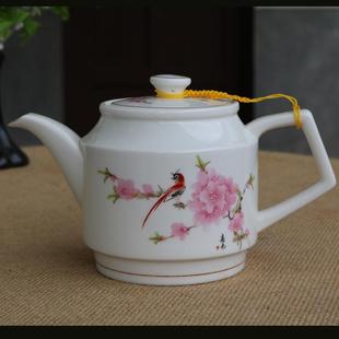 花草茶具泡茶壶带滤网过滤壶青花山水800毫升家用 陶瓷茶壶大码