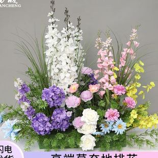 饰花 莫奈花地排花艺绢花婚礼现场布置订婚假花路引婚庆装