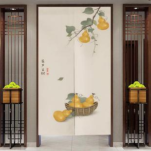 葫芦玄关入户布艺门帘隔断帘家用卧室挂帘卫生间遮挡帘魔术贴 中式