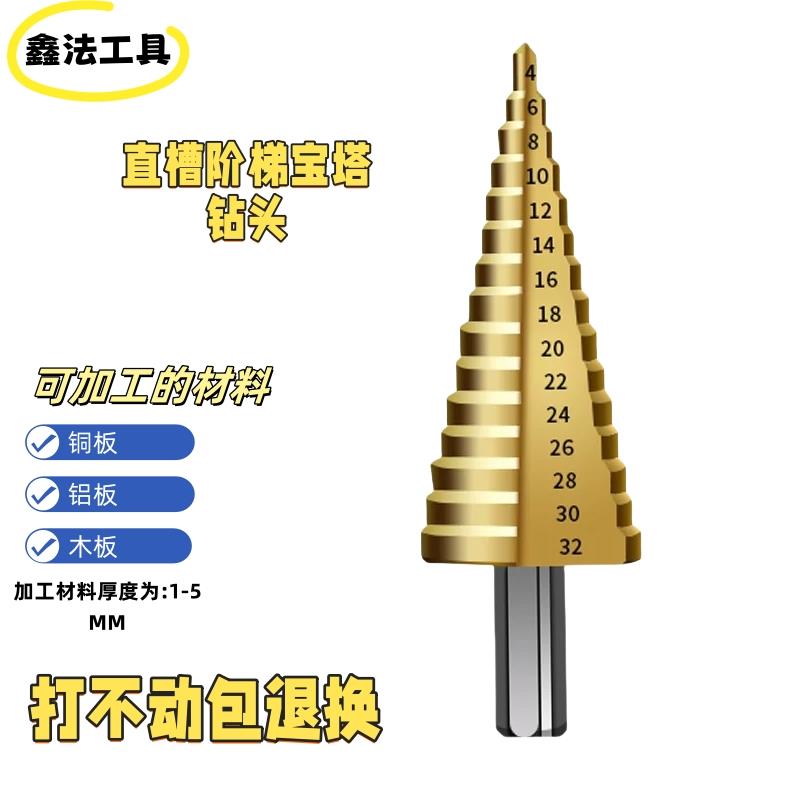 宝塔钻头开孔器镀钛工业级镗孔不锈钢扩孔钻电钻砖头台阶麻花钻头