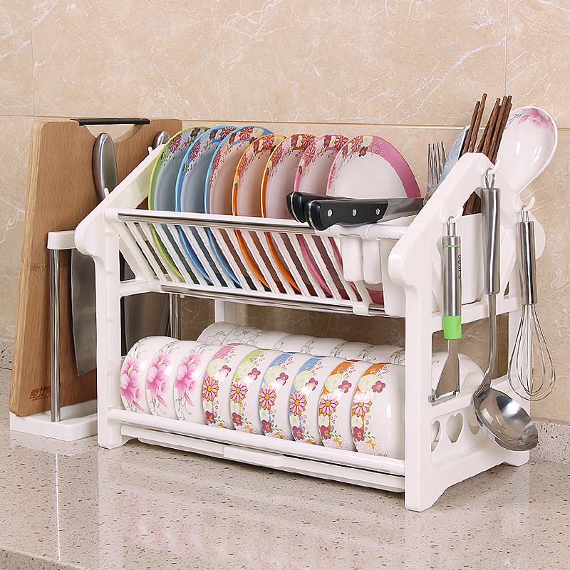 碗筷收纳盒碗碟沥水架碗架厨房置物架放I碗用品家用碗盘篮塑料双