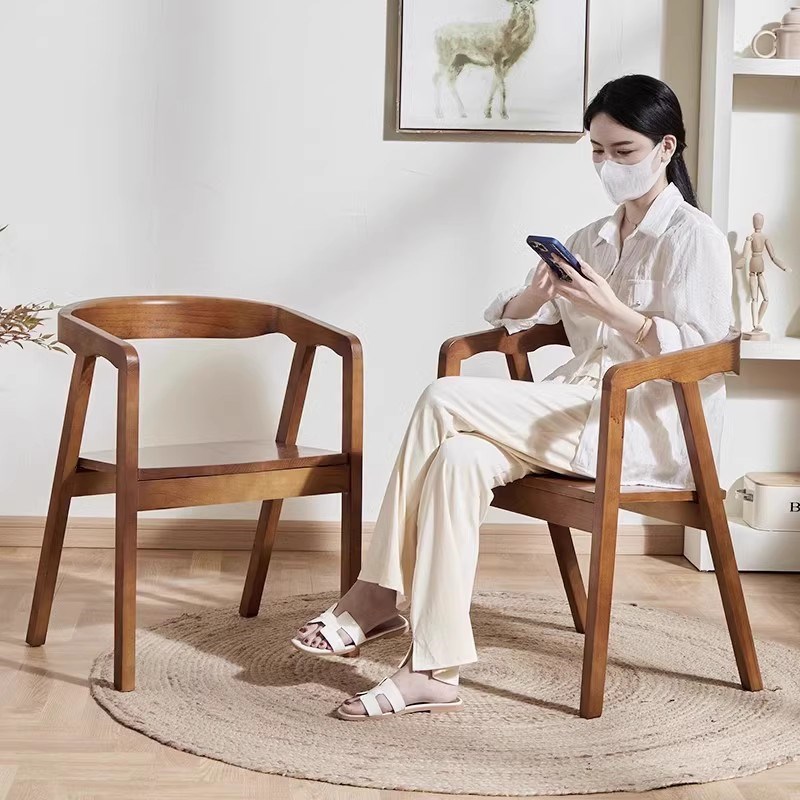 北欧实木a餐椅简约桶椅靠背扶手椅办公书桌椅子茶桌椅总统椅洽谈