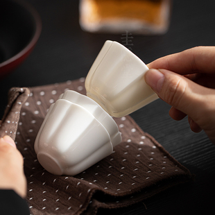 圭隐堂羊脂玉瓷主人杯家用手工白瓷功夫茶杯个人单杯品茗杯闻香杯
