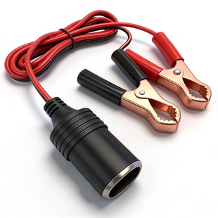 汽车电瓶夹转点烟器母座接头12V24V车载电源转换限流连接线纯铜1M
