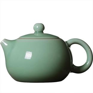 青瓷原矿西施壶大号龙泉陶瓷功夫茶具纯全手工单壶家用过滤泡茶壶