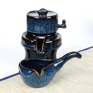 家用功夫整套旋转出水陶瓷懒人创意防烫泡茶壶 聚宝唐石磨茶具套装