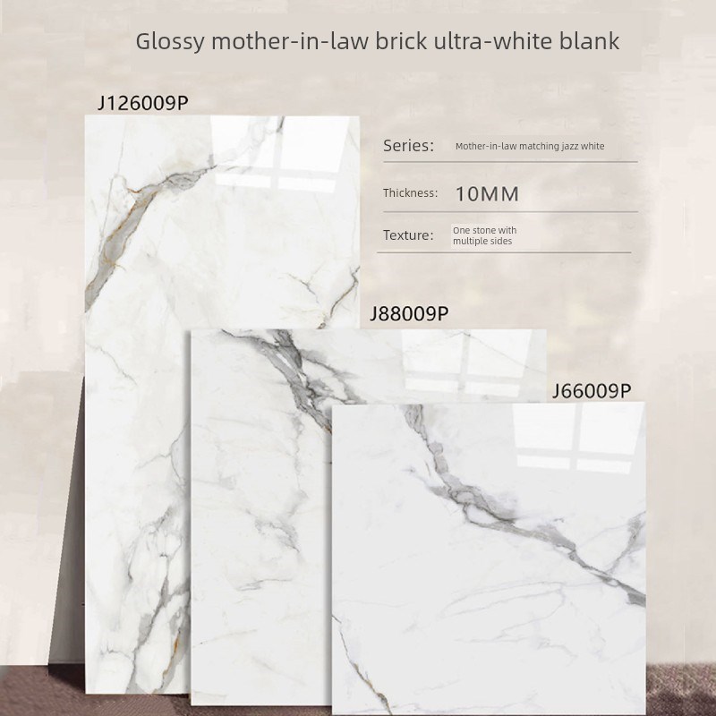 白色光泽瓷砖客厅墙砖卧室防滑地砖55超白板岩Y胚胎耐磨地砖