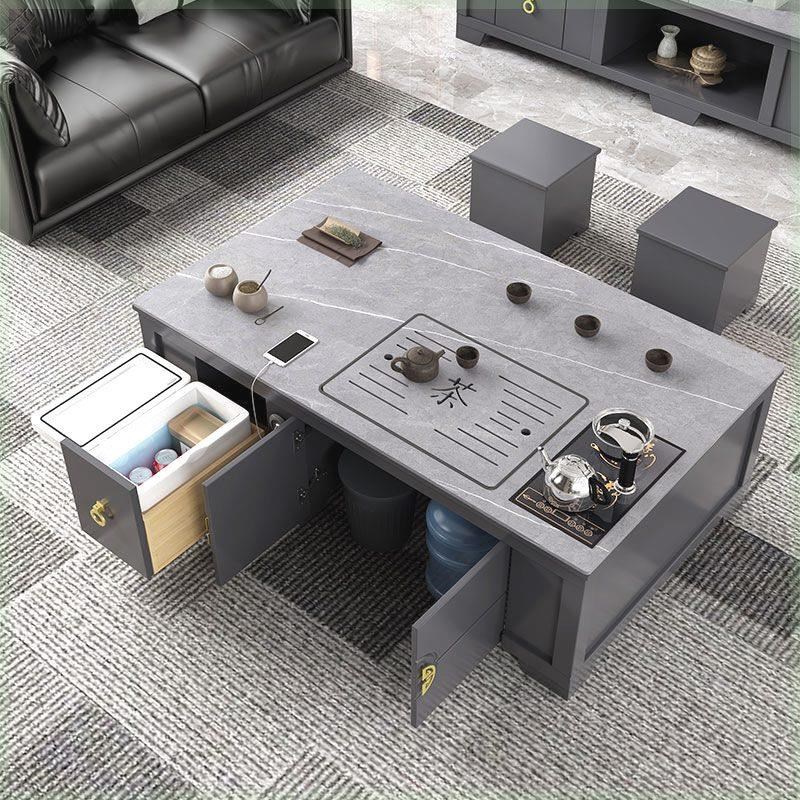 客厅岩板功夫茶几茶桌一体多功能家用办公室茶几泡茶桌茶台全自动