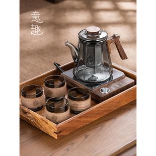 中式 侧把耐热玻璃煮茶观山泡茶壶正煮茶具套装 电陶炉家用办公新款