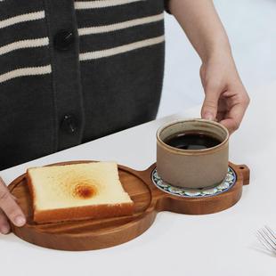 实木质托盘早餐盘甜品盘胡桃木茶托下午茶点心碟创意咖啡托盘家用