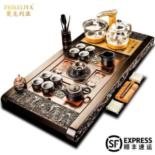家用黑檀木实木茶盘全自动一体办公室泡茶台 斐克利亚高档茶具套装