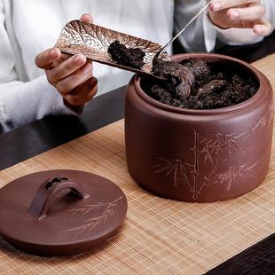 陶瓷大号醒茶罐家用密封罐子一斤装 宜兴紫砂茶叶罐储存罐普洱中式