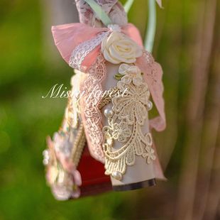 四时花lo鞋小缎带杏树cla优雅粗跟花嫁高跟鞋清新lolita鞋子婚鞋