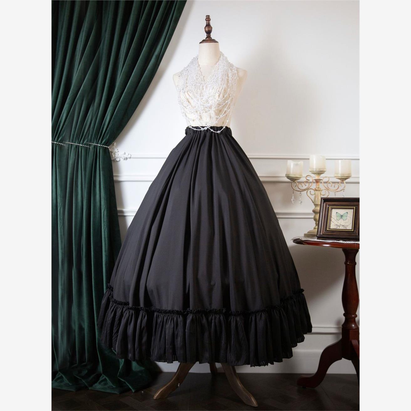 延长衬裙.布偶心事本原创lolita百搭黑白红下裙