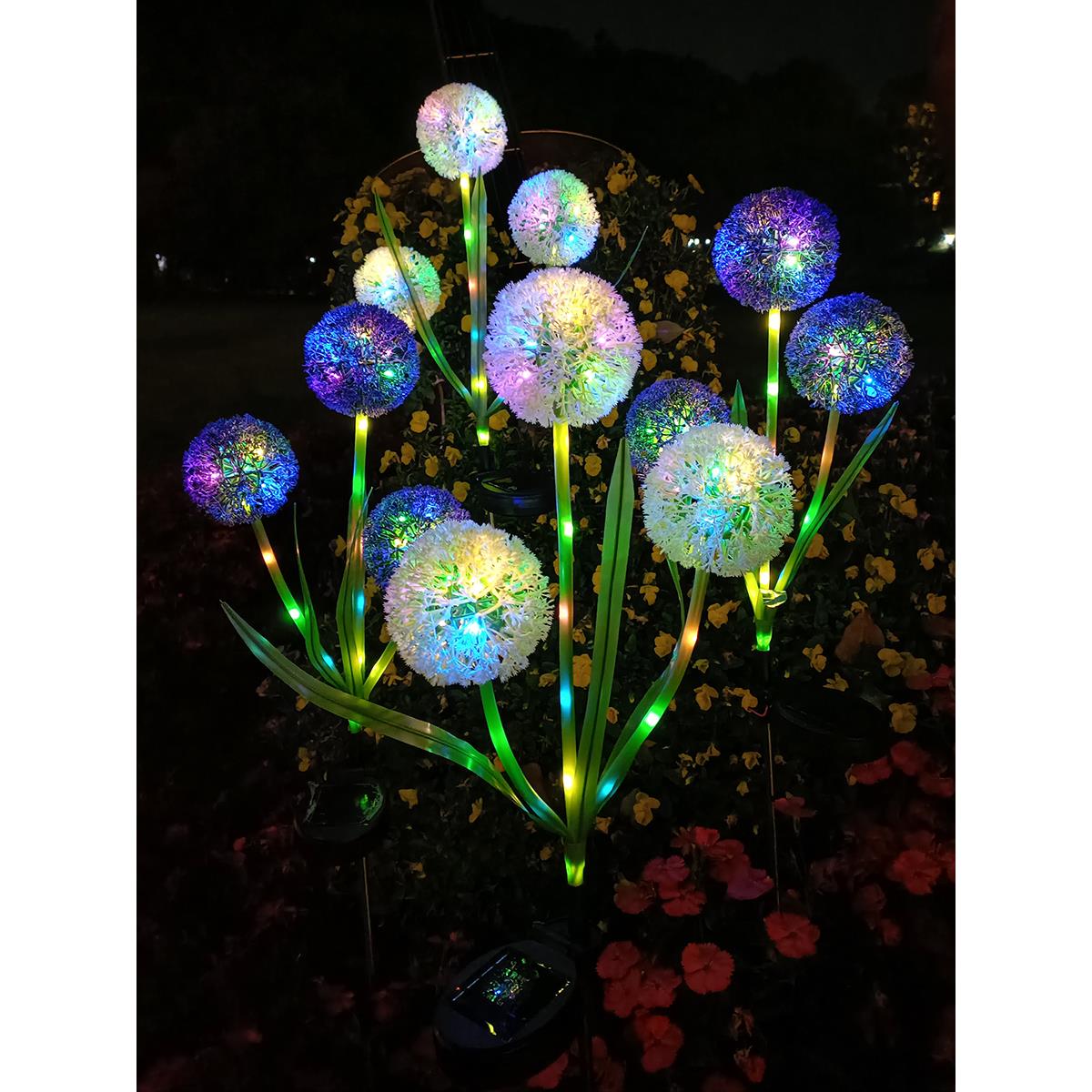 3头太阳能蒲公英户外庭院装饰太阳能洋葱球Led人造花灯花园地灯