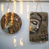 新中式 墙面上装 饰创意户外庭院挂件禅意佛像茶室背景墙花园壁饰