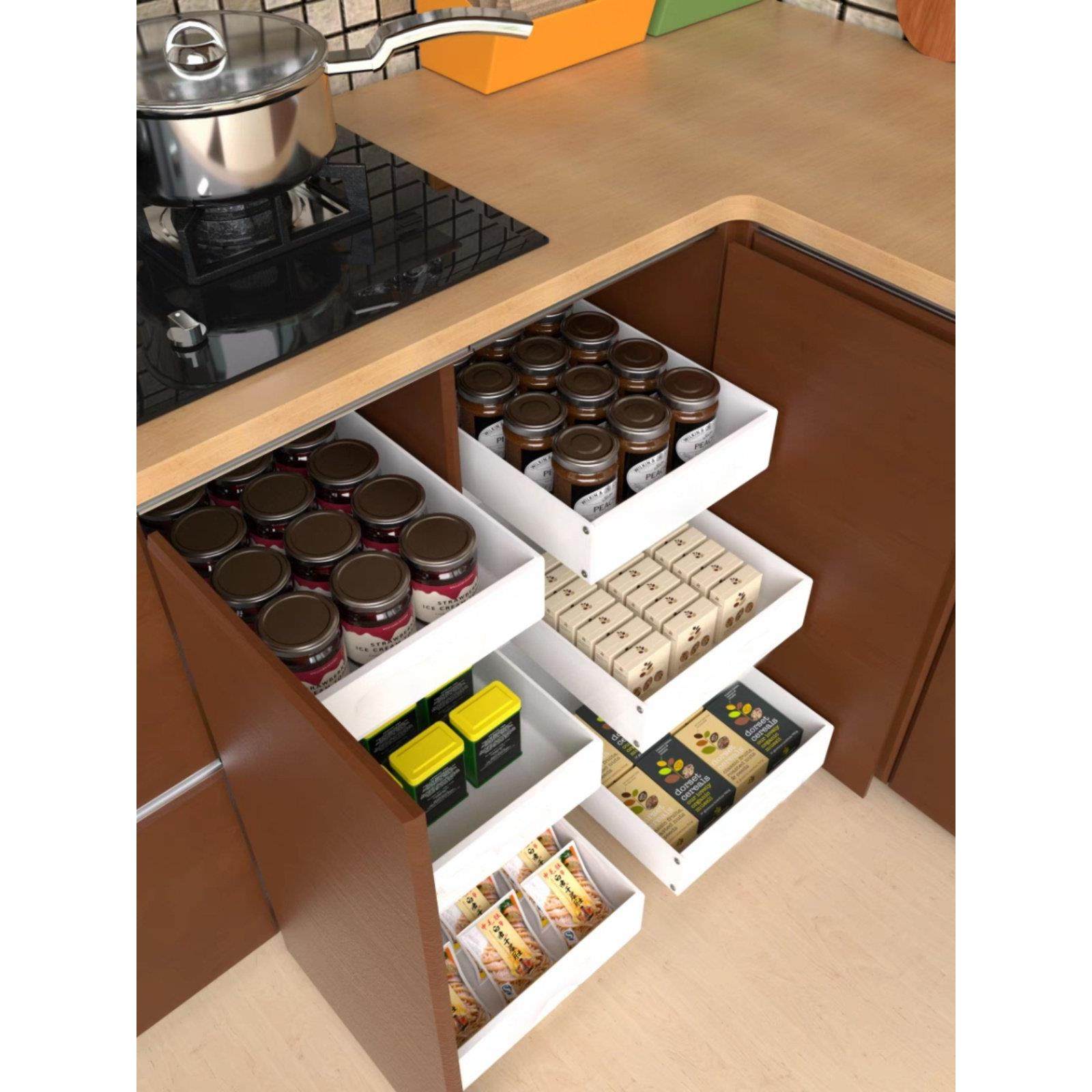 厨房滑轨抽屉环保PP托盘橱柜衣柜改造分层储物收纳免打孔安装拉篮,收纳整理,收纳箱,淘宝优惠券,粉丝福利购,淘宝优惠卷