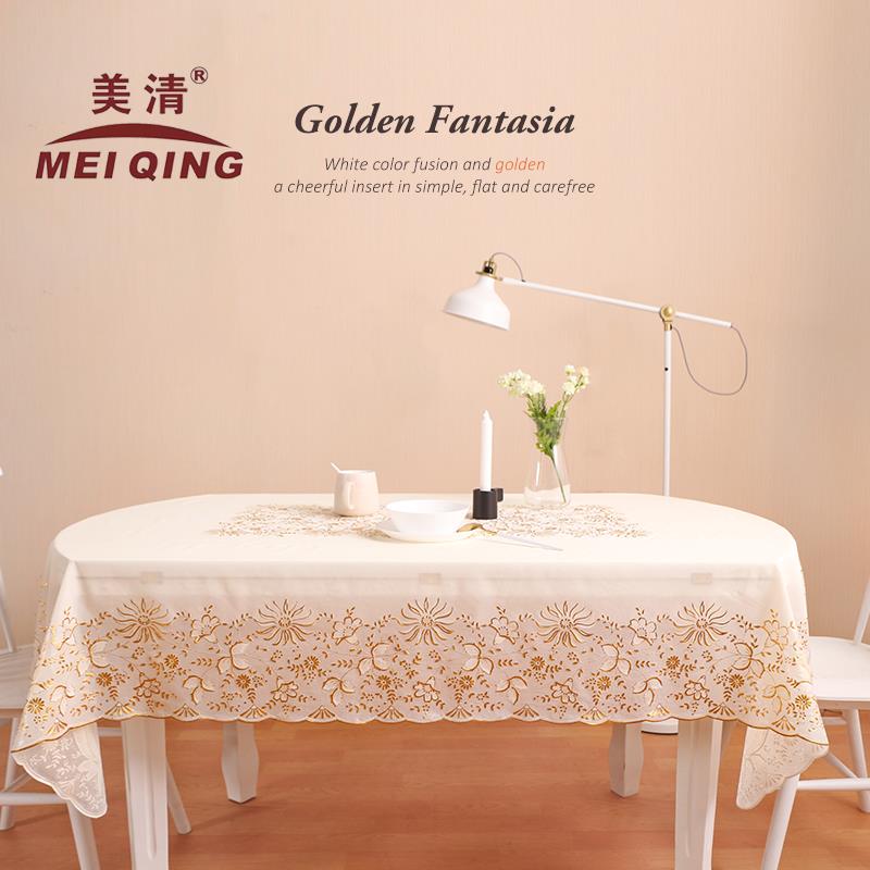 伸缩折叠桌椭圆形桌布圆形餐桌布茶几垫烫金桌布pvc欧式防水防烫