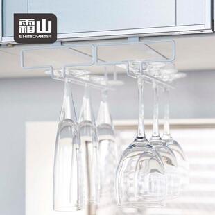 霜山日式铁艺红酒杯架倒挂式高脚杯金属收纳架免打孔沥水架铁架